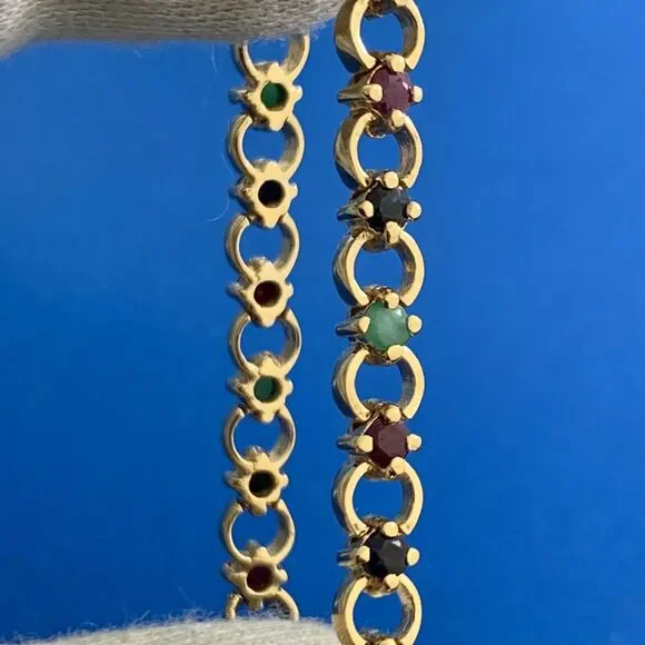 Designer 925 Sterling Silver Vermeil Sapphire Ruby Emerald Tennis Bracelet